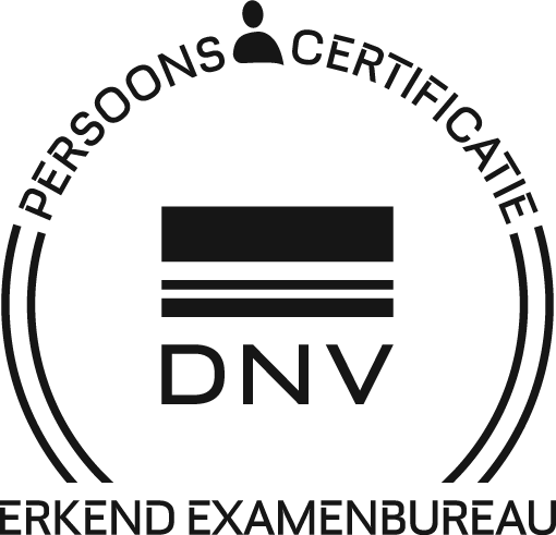 Logo Persoons Certificatie - DNV Erkend Examenbureau zwart-wit