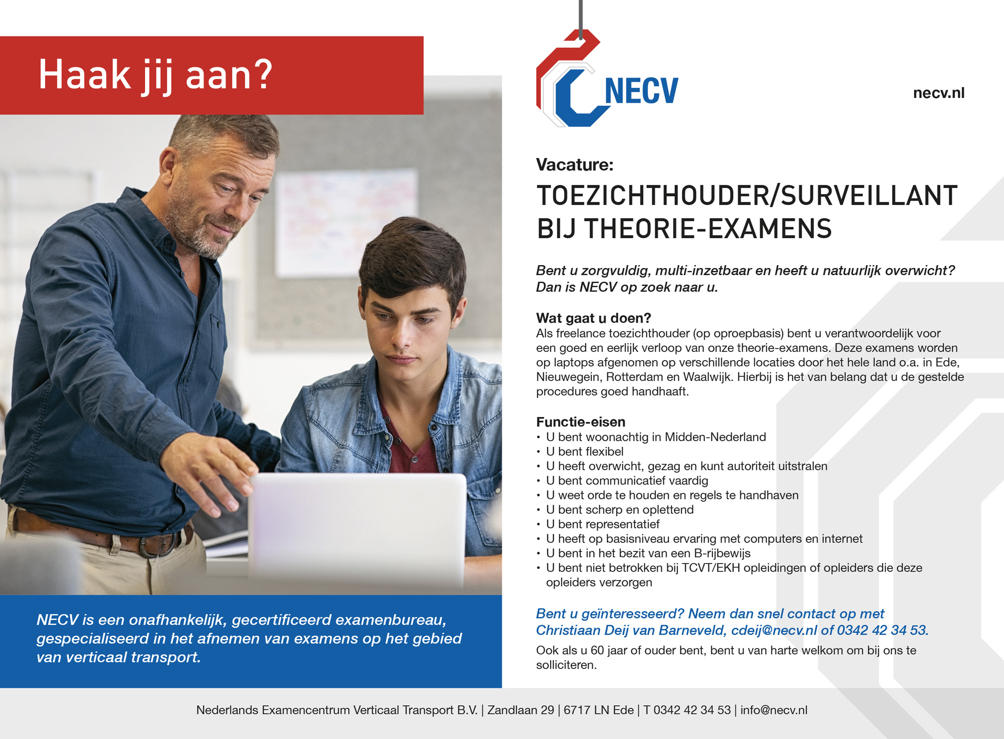 Vacature Toezichthouder Surveillant bij Theorie examens